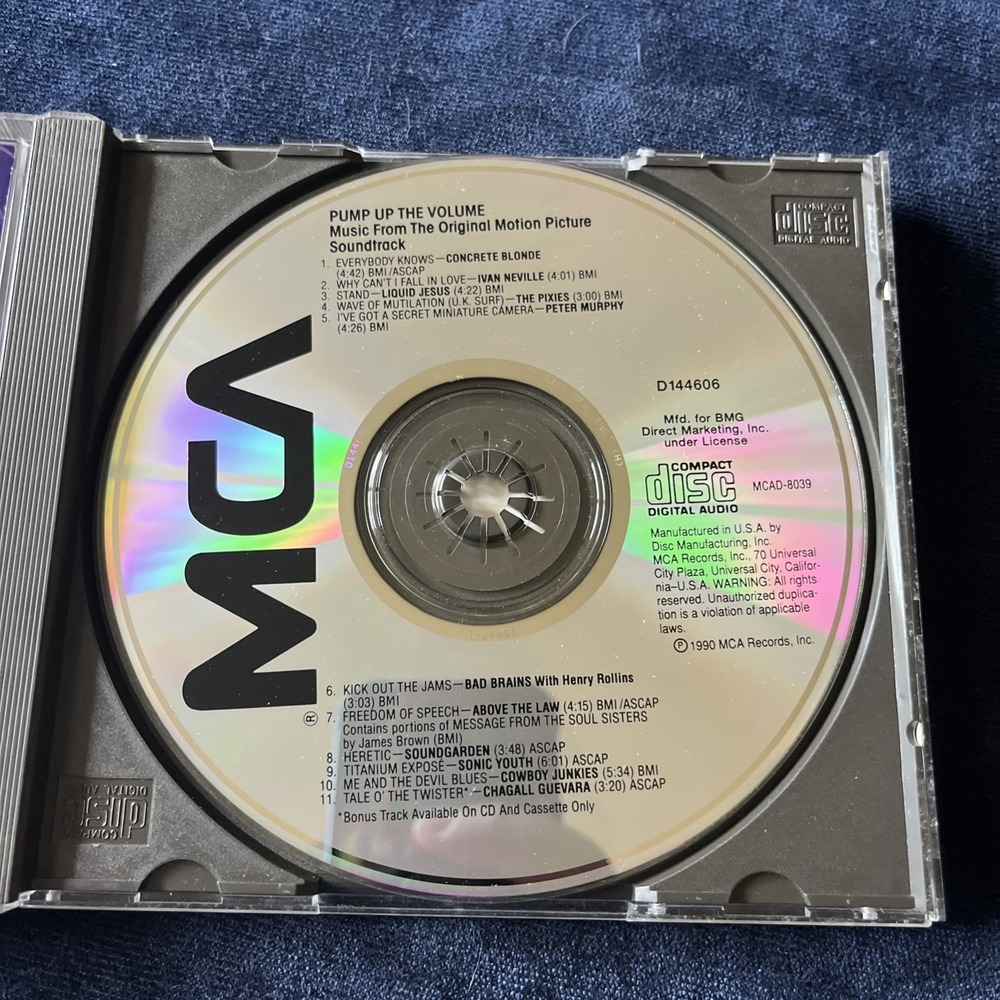 Pump Up The Volume Soundtrack CD 1990 MCA BMG Club Soundgarden Pixies Alt Rock - Picture 2 of 5